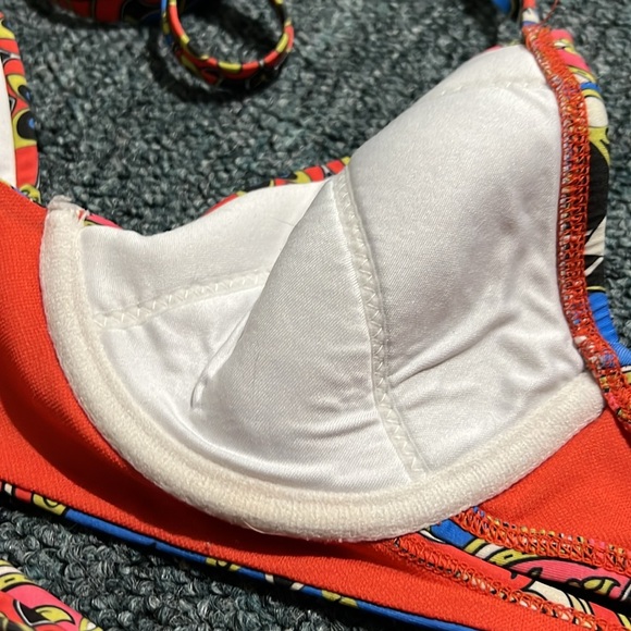 LUCKY BRAND vacation paisley red print bikini swim travel underwire medium m - Picture 7 of 7